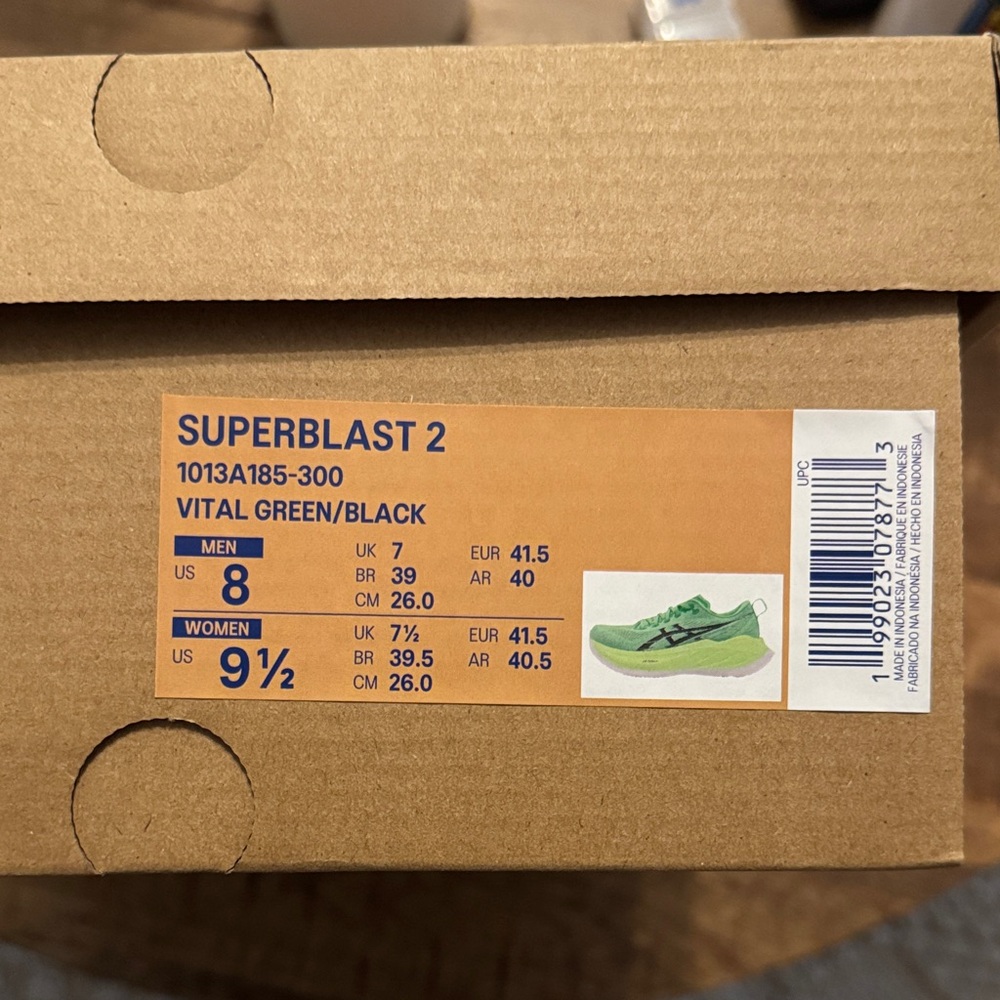 Asics superblast 2 Mint Green and Lime Knit Running Shoes - Picture 2 of 8
